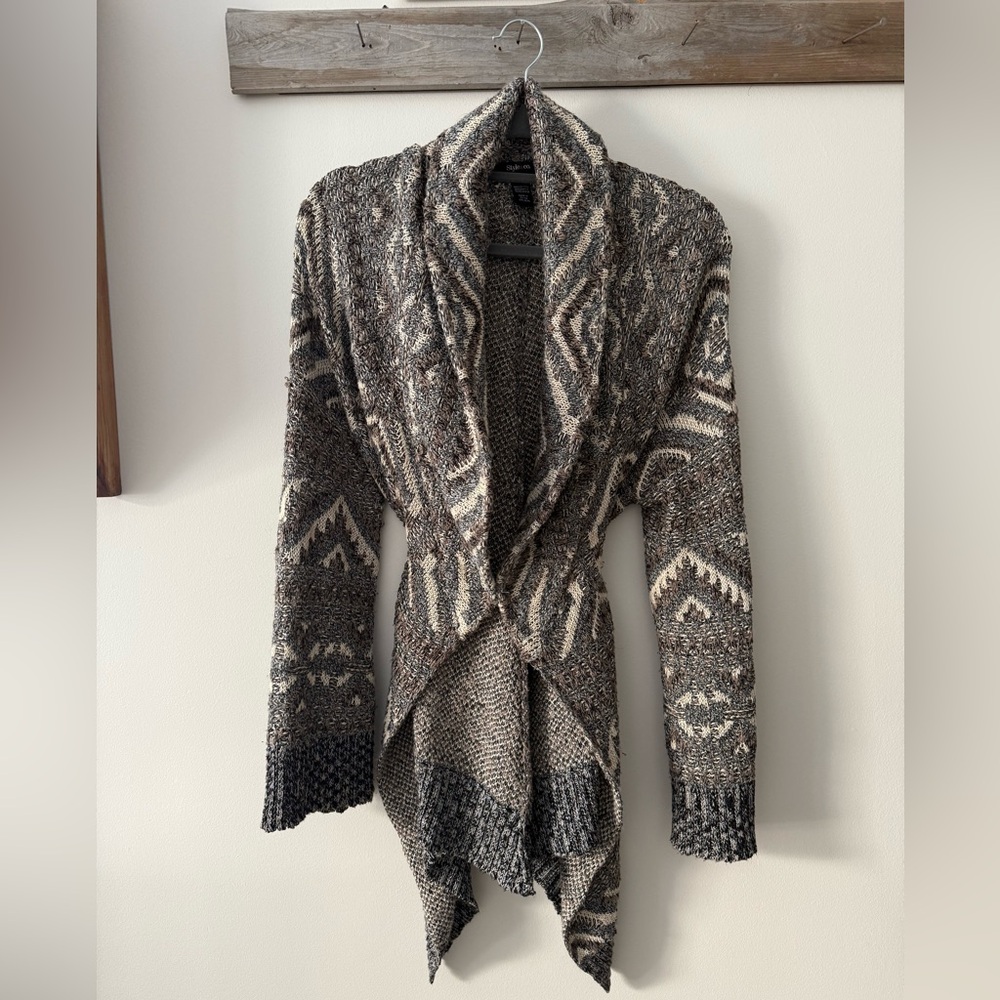 Style & Co Beige and Grey Cardigan